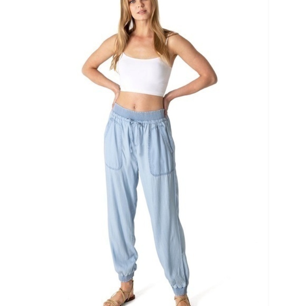 Love Tree Womens Jr. Light Blue Comfy Jogger Pull-On Drawstring Pants Pockets M
